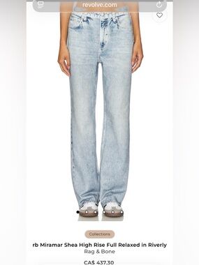 Rag and Bone Miramar Shea High Rise Full Relaxed in Riverly